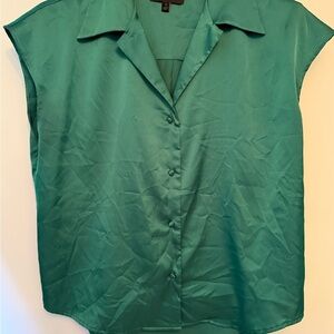 Banana Republic Green Button Down Shirt Notched Collar Boxy
